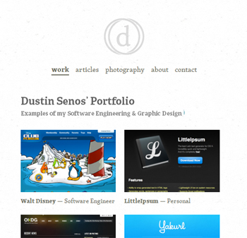 responsive mobile view of Dustin Senos