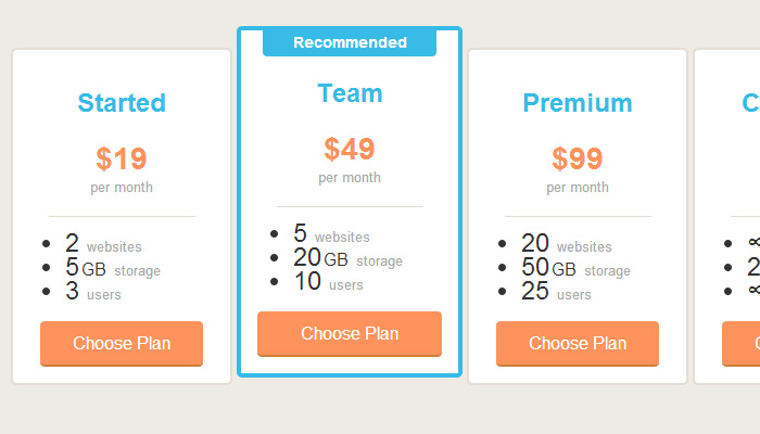 pricing tables css3 open source codepen