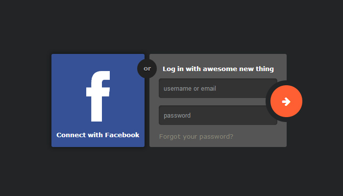 facebook connect or login form css3 freebie open source