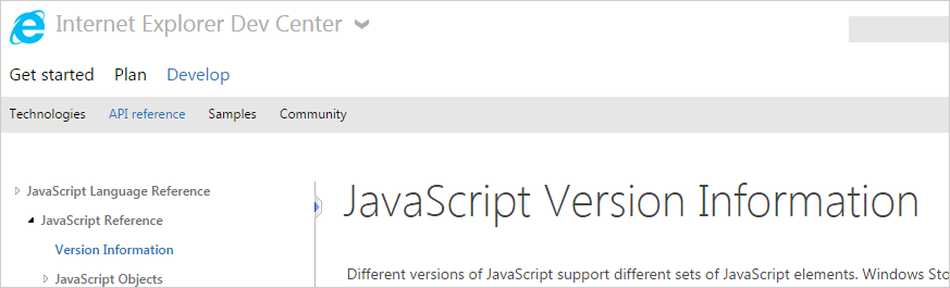 IE Dev Center Reference
