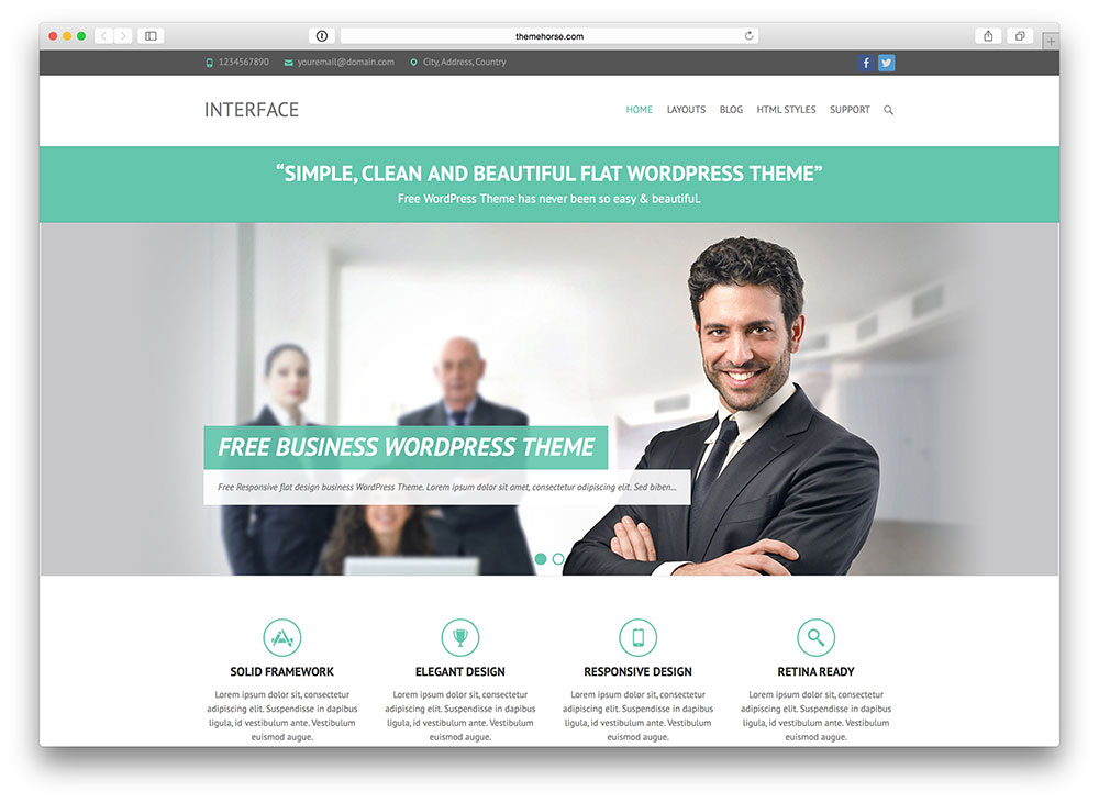 interface corporate WP theme